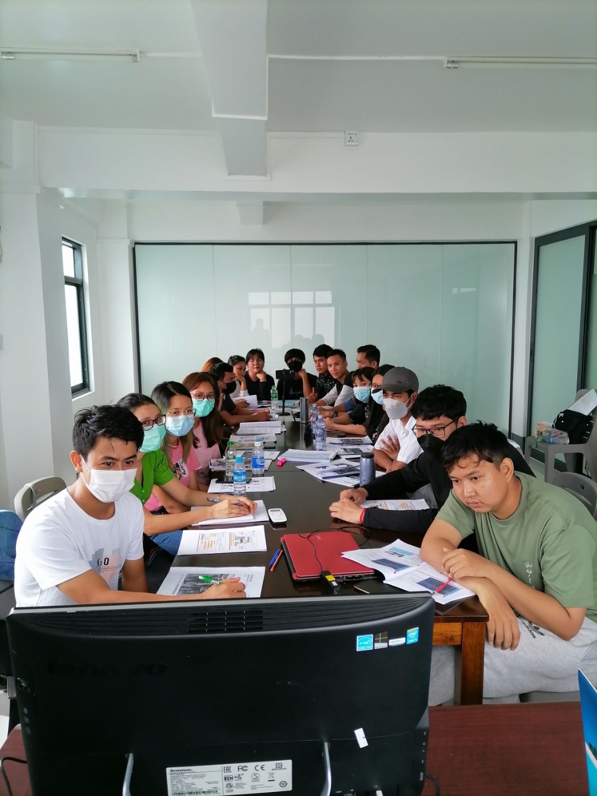 Candidates taking part in a classroom training session