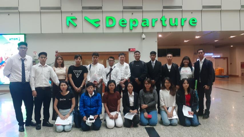 Candidates gathered together on departure day